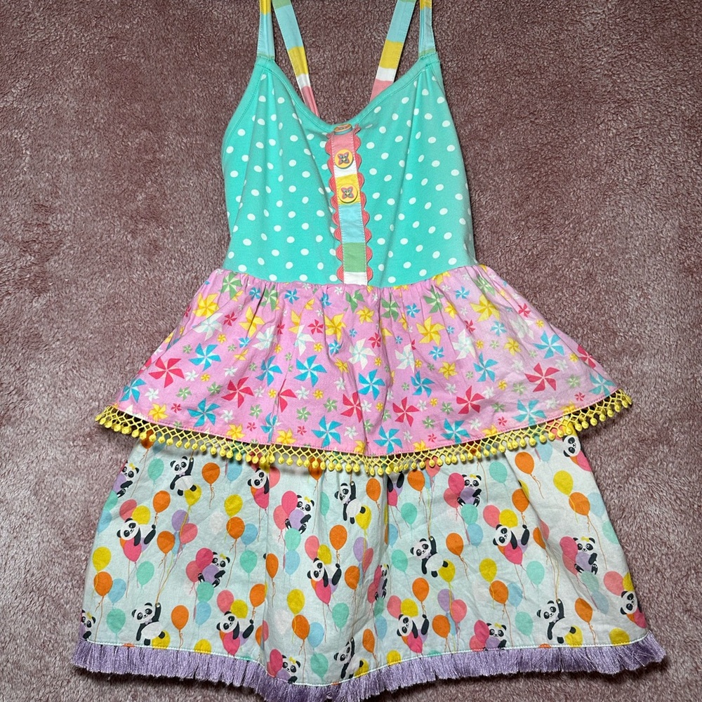 Matilda Jane Colorful Polka Dot, Floral, and Panda Dress in Size Girl’s 10